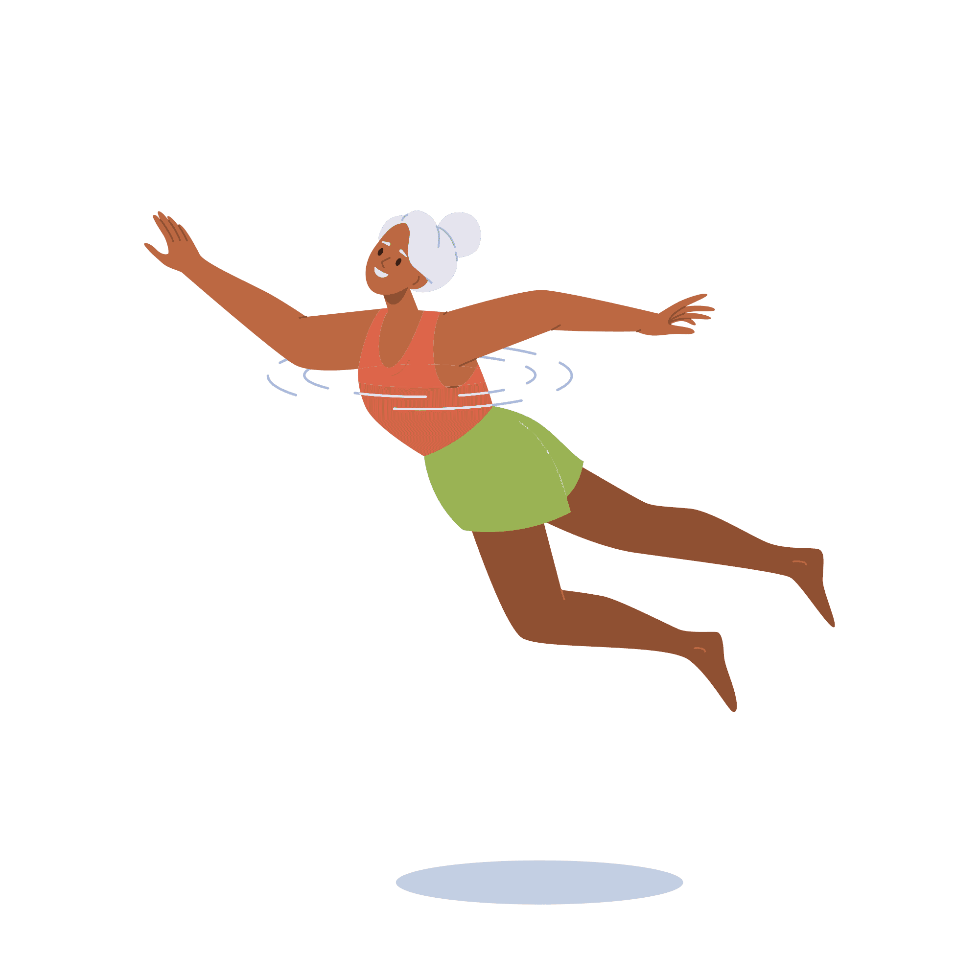 Drawing of an elderly lady swimming