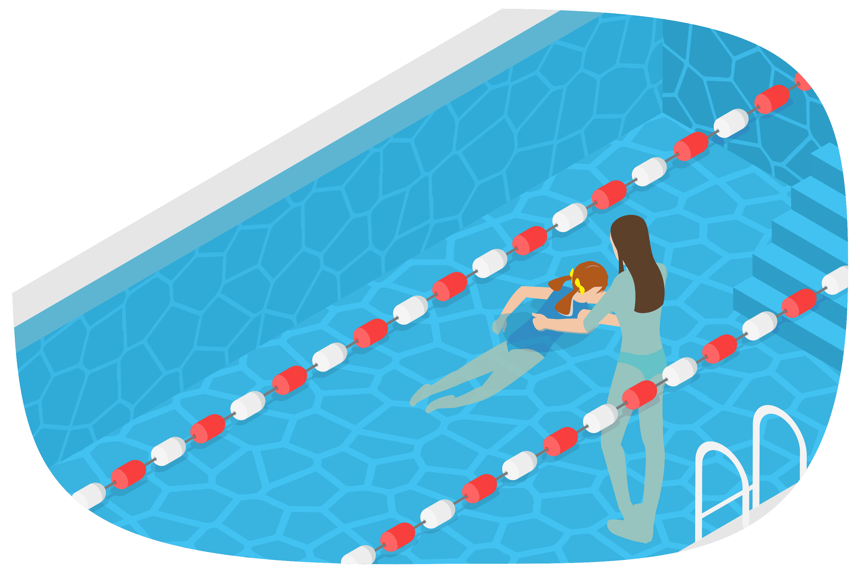 Drawing of a private swimming class